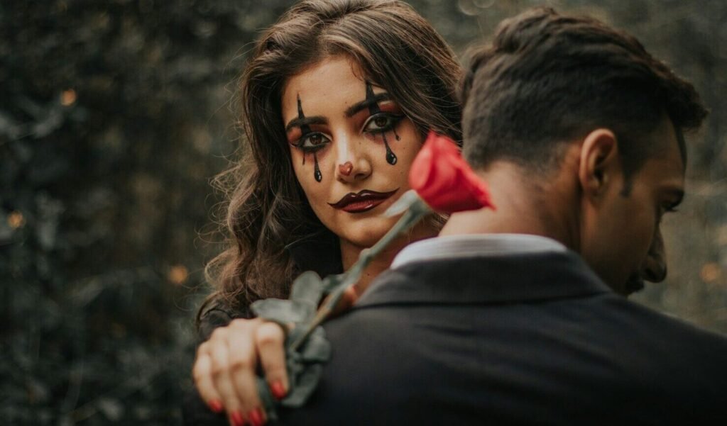 woman with red rose
